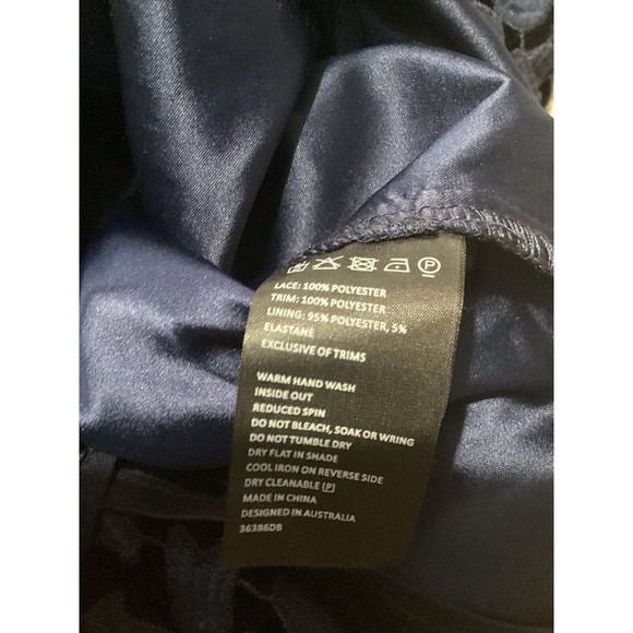 Bardot Gemma Collar Lace Sleeveless Navy Blue Midi Dress 6 - Picture 8 of 12